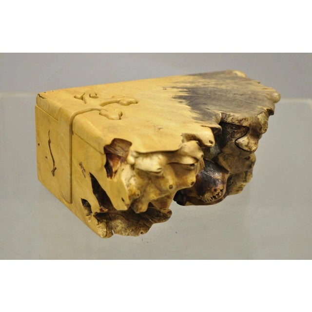 Vintage Richard Rothbard Mid Century Modern Burl Wood Live Edge Puzzle Jewelry Box. Item features felt lined interior,...