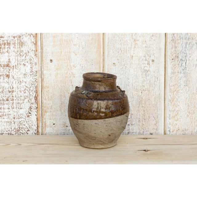 Burmese Brown Glazed Terracotta Pot For Sale - Image 9 of 9