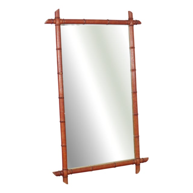 Large French Faux Bamboo Mirror, 1890s For Sale