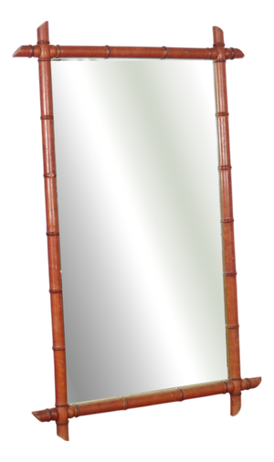 Large French Faux Bamboo Mirror, 1890s