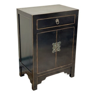 Asian Mini Black Lacquer Chest For Sale