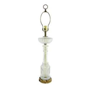Vintage Baccarat Style Diamond Cut Crystal Table Lamp