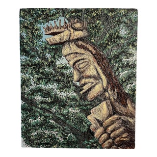 1959 Andrew William Vachon s.j. "The Salmon Woman" Oil Canvas Impasto Painting For Sale