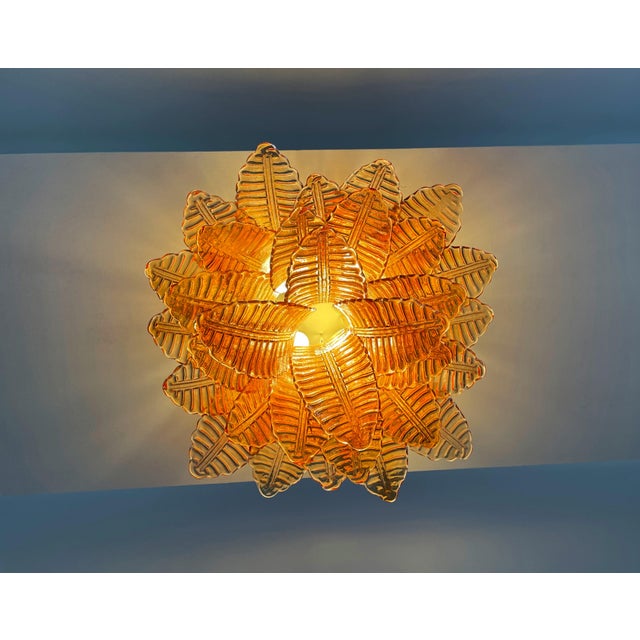 Murano Chandelier from 32 Amber Felci Glasses, 1990 For Sale - Image 10 of 14