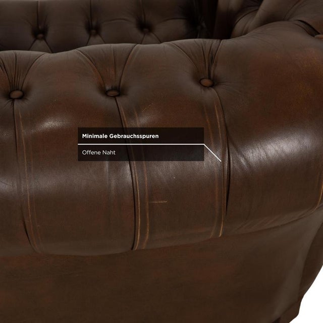 Chesterfield Chair in Brown Leather For Sale - Image 5 of 14