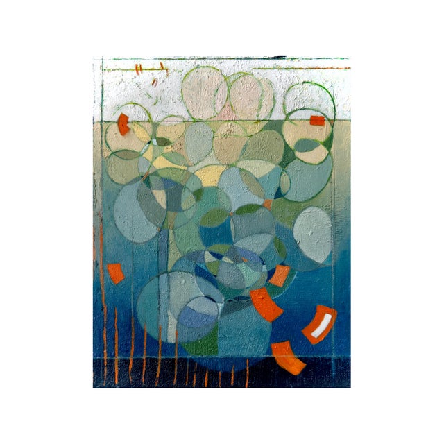 Baby Blue "Shades of Blue" Abstract Oil Painting by Paula DeStefanis For Sale - Image 8 of 12