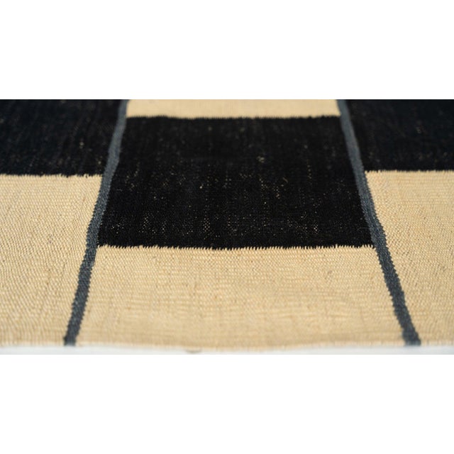 Large Handwoven Kilim Rug with Black and White Pattern, 1970s For Sale - Image 6 of 12