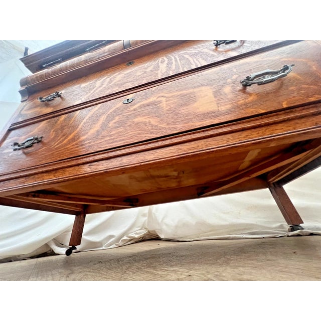 Antique American Quarter-Sawn White Oak Dresser, Chest of Drawers, Buffet For Sale - Image 12 of 12