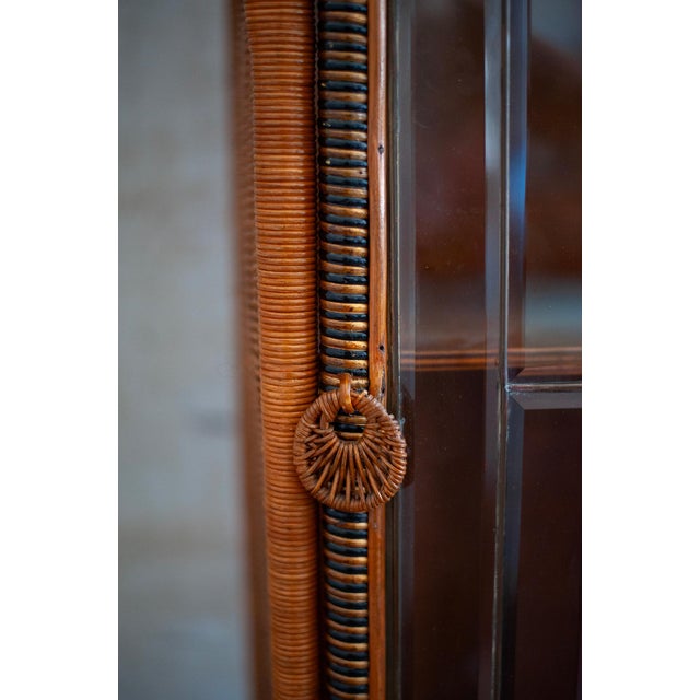 Rattan and Rush Étagère with Bevelled Glass Door, 1890s For Sale - Image 6 of 8
