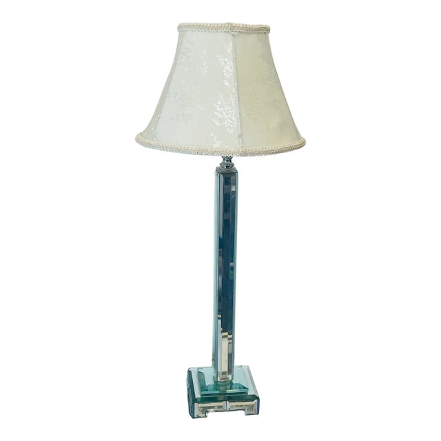 1970s Ralph Lauren Style Mirrored Pillar Lamp For Sale