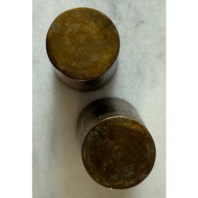 Brass Pair of Vintage Handmade Brass Lassi Cups For Sale - Image 8 of 10