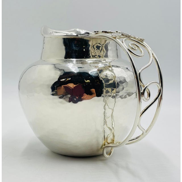 1980s Whimsical Emilia Castillo Water Pitcher in Hammered Silver Finish, Mexico Silver For Sale - Image 9 of 18