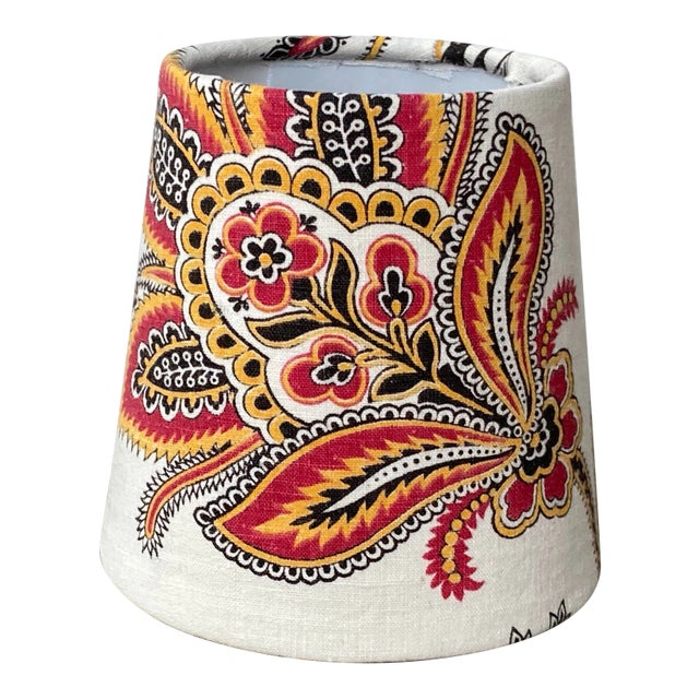Antique French Red and Yellow Fabric Chandelier Shade For Sale