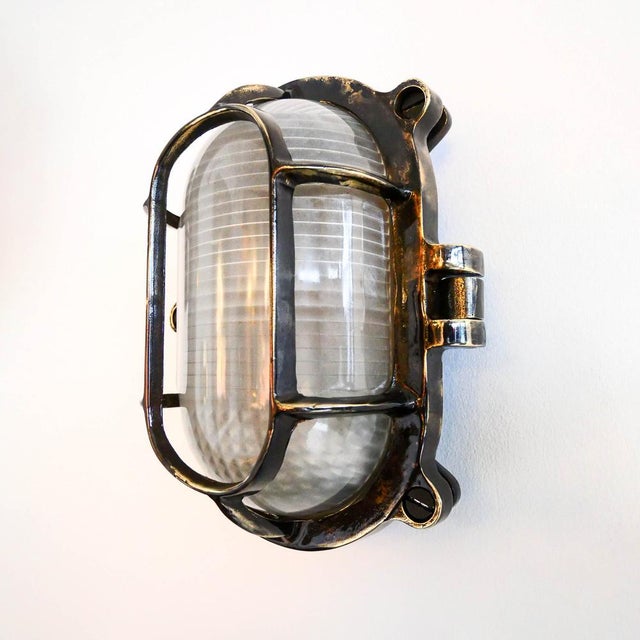 Industrial Holophane Wall Light in Bronze, 1950s For Sale - Image 3 of 8