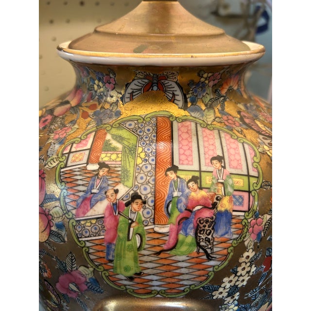 Late 19th Century Antique 19th Century Chinese Rose Medallion Vase Lamp For Sale - Image 5 of 12