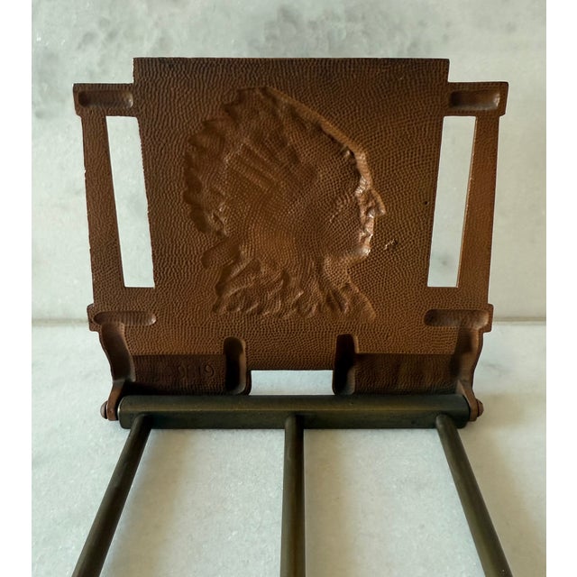 Antique Bronze h.l. Judd Co Native American Chief Adjustable Book Rack For Sale - Image 9 of 16