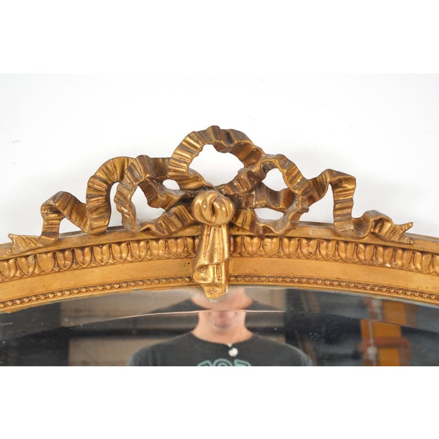 Antique European Louis XVI Arched Ribbon Wall Mirror For Sale - Image 4 of 9