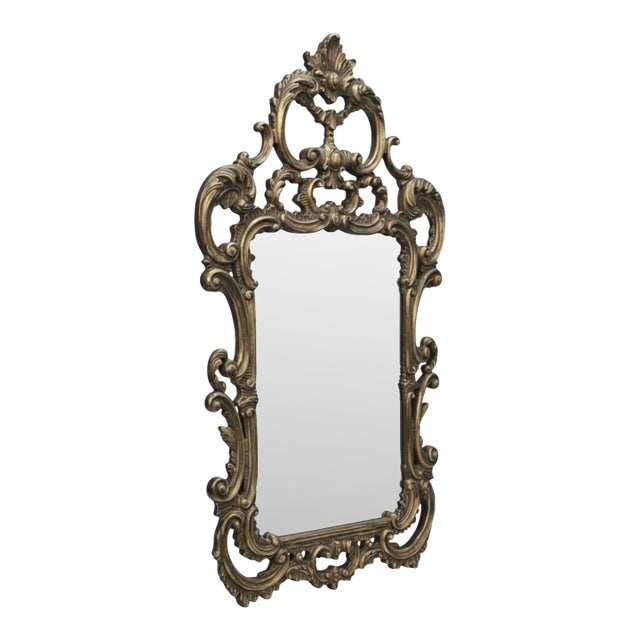 Ornate Rococo Revival Style Vintage Gold Mirror For Sale