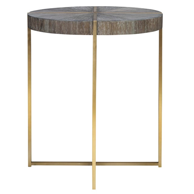 2020s Walnut Cerused Round Accent Table For Sale - Image 5 of 5