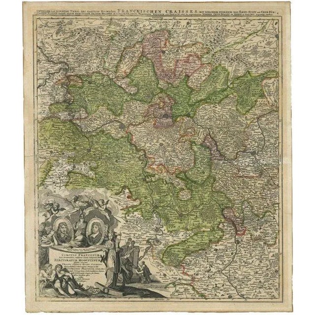 Antique Map of the Circle of Franconia by Homann, 1703 For Sale - Image 5 of 5