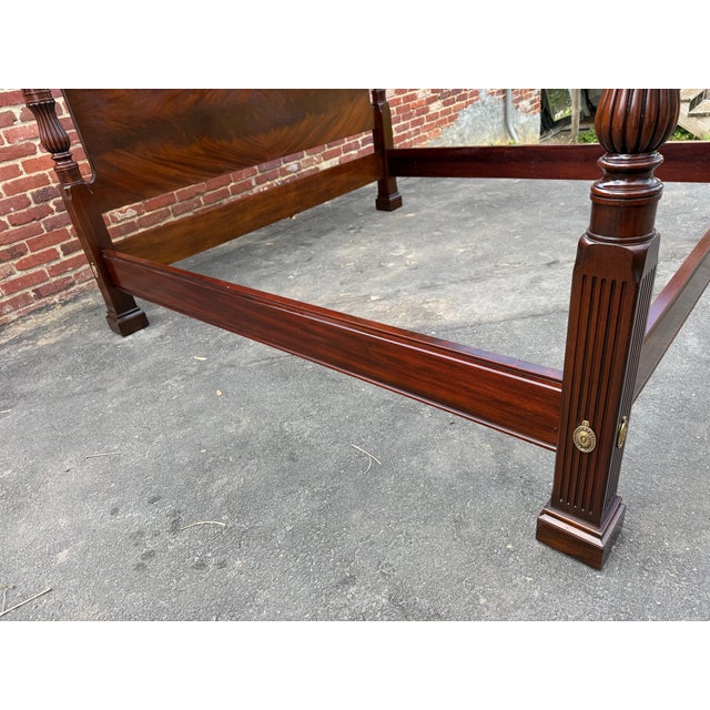 Henkel Harris Vine Carved Flame Mahogany Hand Carved 4 Post King Bed Frame For Sale - Image 18 of 18