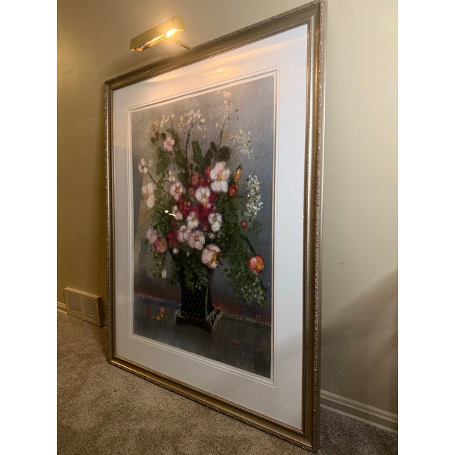 original mixed media oil painting by contemporary artist Aleah Koury, a striking large-scale floral still life originally...
