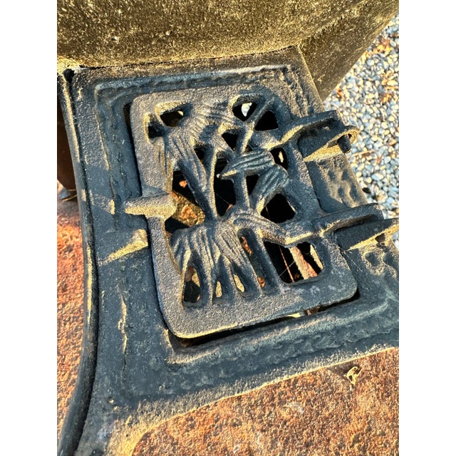 Early 20th Century Japanese Hand Cast Lantern Bamboo & Grasses For Sale - Image 4 of 5