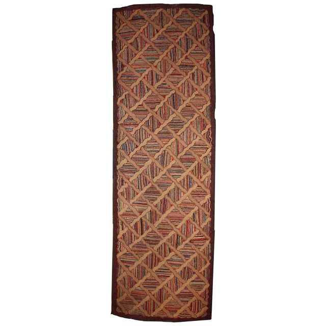 Textile 1880s Handmade Antique American Hooked Runner For Sale - Image 7 of 7