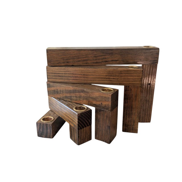 Mid Century Modern Wooden Articulating Candle Holder For Sale - Image 4 of 15