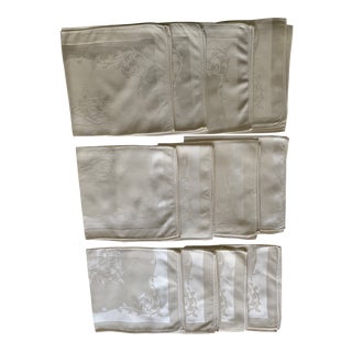 Vintage Champagne Damask Napkins - Set of 12 For Sale