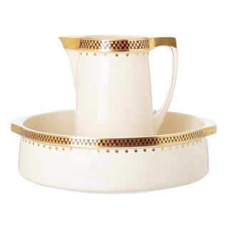 Porcelain Pitcher with Basin by Villeroy & Boch from Boch Frères, Set of 2 For Sale