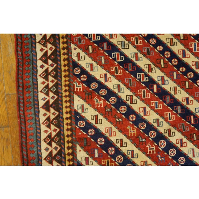 Extraordinary Ivory and Red Color With Symmetrical Design Antique Caucasian Shirvan Runner Rug For Sale - Image 10 of 12