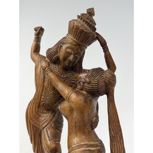 Antique Asian Hand-Carved Wooden Statue For Sale - Image 3 of 12