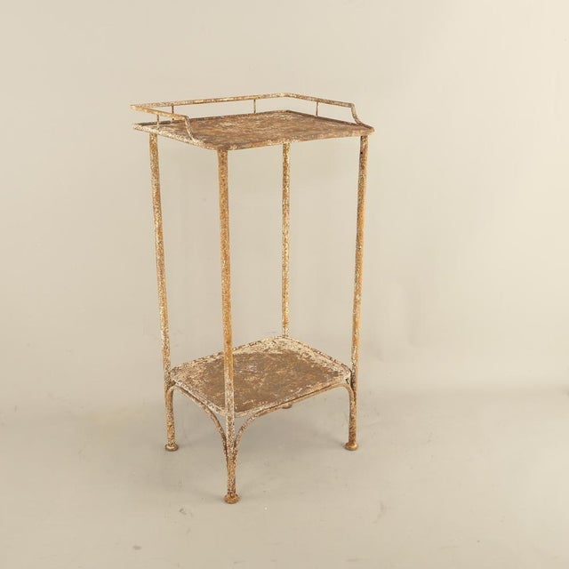 Shabby Chic Wrought Iron Plant Stand and Shelf, France, 1910s For Sale - Image 10 of 10