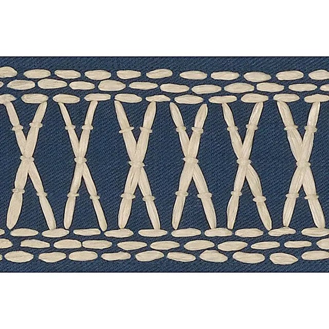 Contemporary Sample - Schumacher X Mary Mcdonald Tikki Tape in Marine For Sale - Image 3 of 3