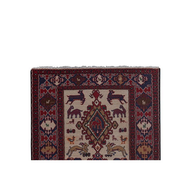 Vintage Animal Pattern Soumac Kilim Rug 3'5'' X 4'7'' For Sale - Image 4 of 10