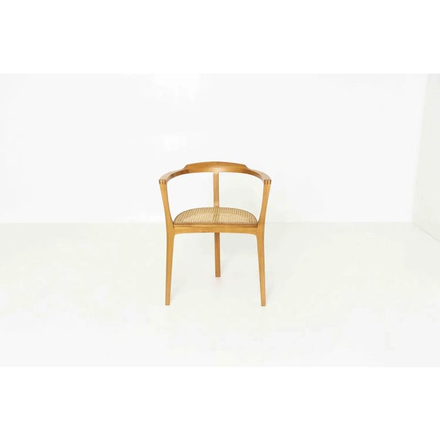 German 3-Legged Wood and Cane Chair by Xaver Seemüller For Sale - Image 11 of 11