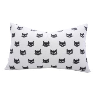 Fabdivine Black Cat Halloween Pillow Cover Handmade Cotton Decorative Cushion for Sofa & Living Room Size-14x14 Kitty For Sale