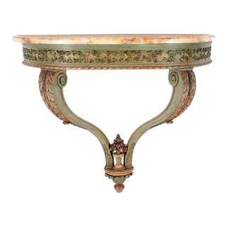 1930s Painted Gilt Italian Marble Top Console Table For Sale