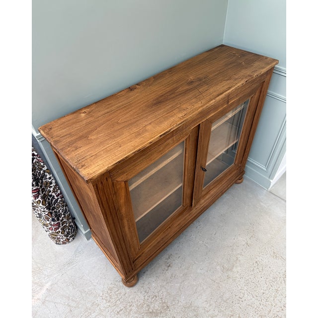 Parisian Glass-Fronted Oak Buffet, 1940s For Sale - Image 12 of 16