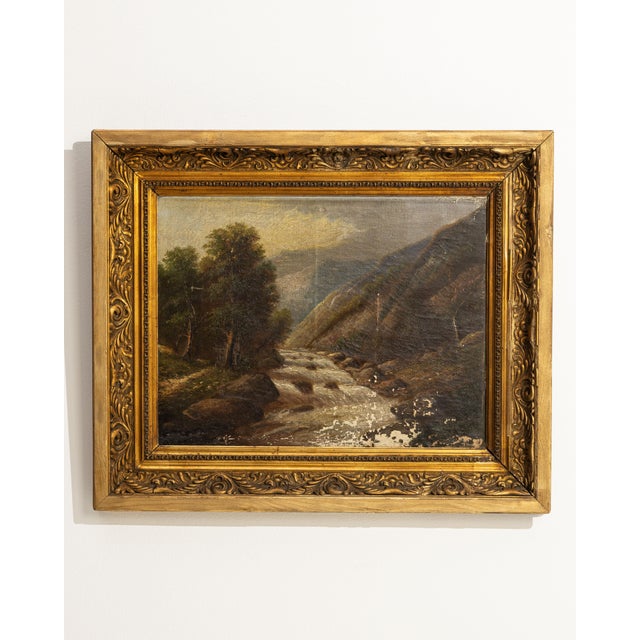 19th Century France Green Canvas Painting For Sale In Greensboro - Image 6 of 15