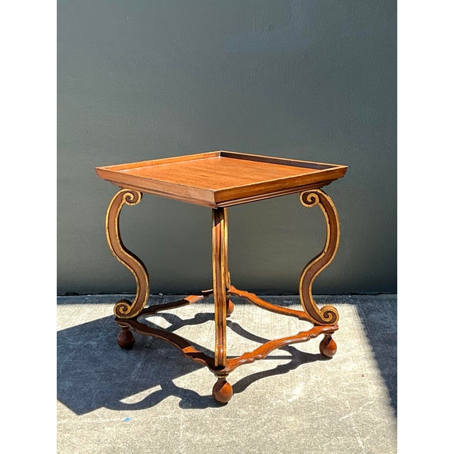 Wood Vintage Gilt Tipped Side Table For Sale - Image 7 of 12