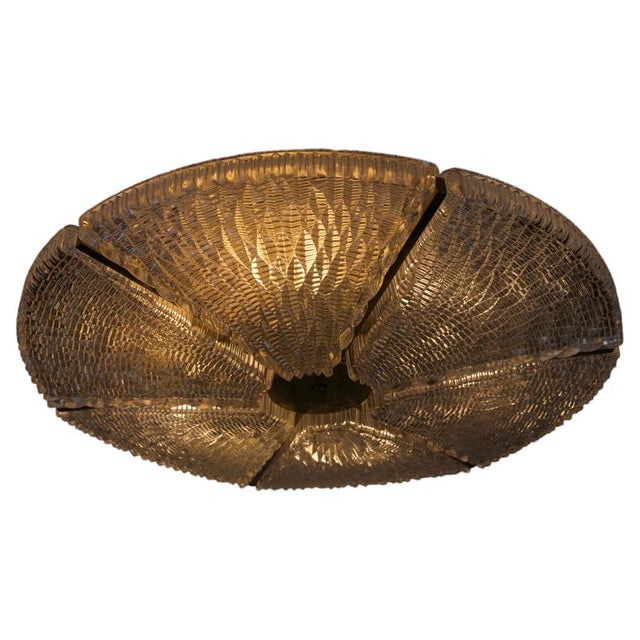 Large Art Deco Metal and Glass Flush Mount, Germany, 1940s For Sale - Image 13 of 13