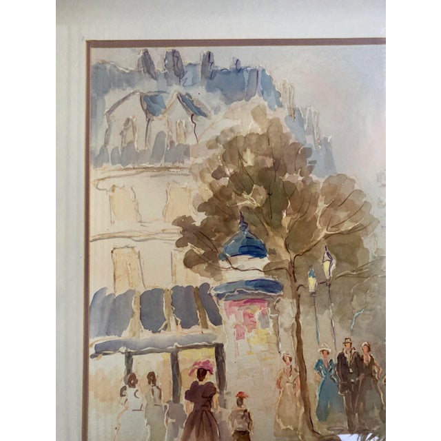 Paint Manfred Kuhnert (B.1931) Parisian Street Scene With Arc De Triomphe Original Watercolor-Framed For Sale - Image 7 of 11