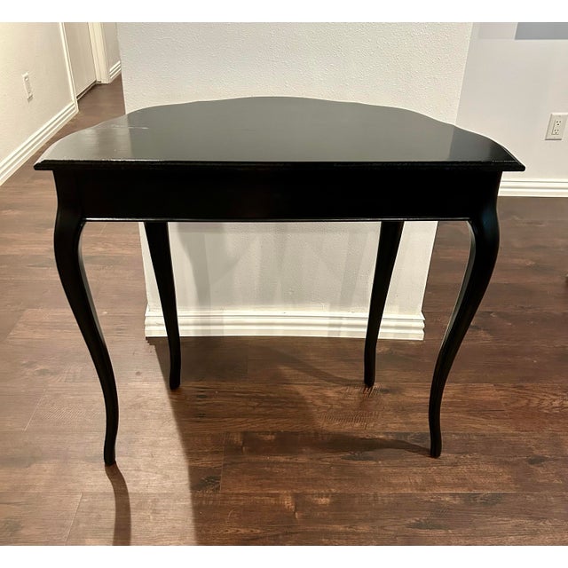 Black Mid 20th Century Imperial Demi-Lune Console Table For Sale - Image 8 of 11