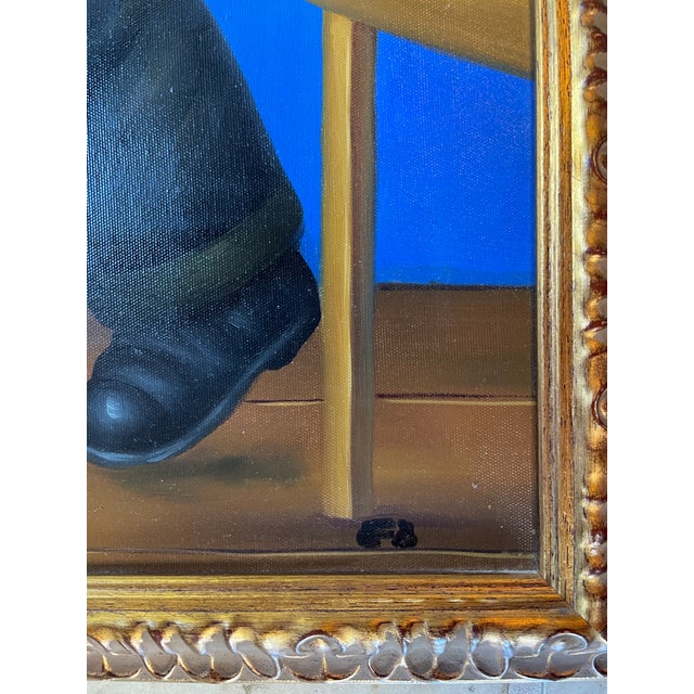 Fernando Botero Late 20th Century Fernando Botero (After) “Dancing Couple” Oil on Canvas, 27” X 23” Framed For Sale - Image 4 of 8