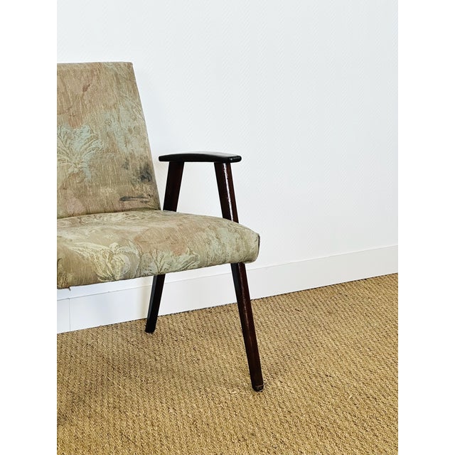 Vintage Lounge Chair in Dark Wood and Floral Patterned Fabric, 1960s For Sale - Image 12 of 14