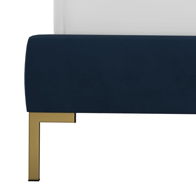 Spritely Home Queen Platform Bed, Velvet Ink For Sale - Image 4 of 7
