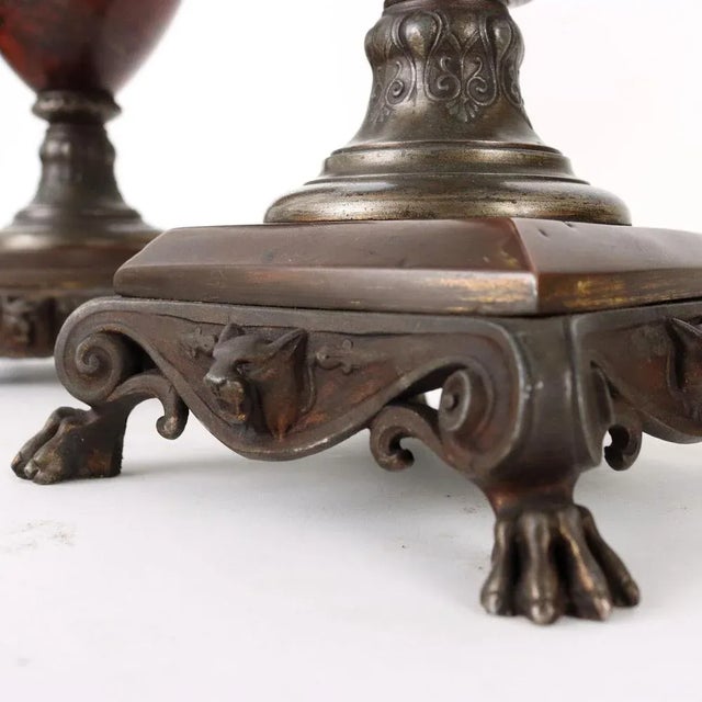 Rouge Griotte Marble Vases, Set of 2 For Sale - Image 9 of 10