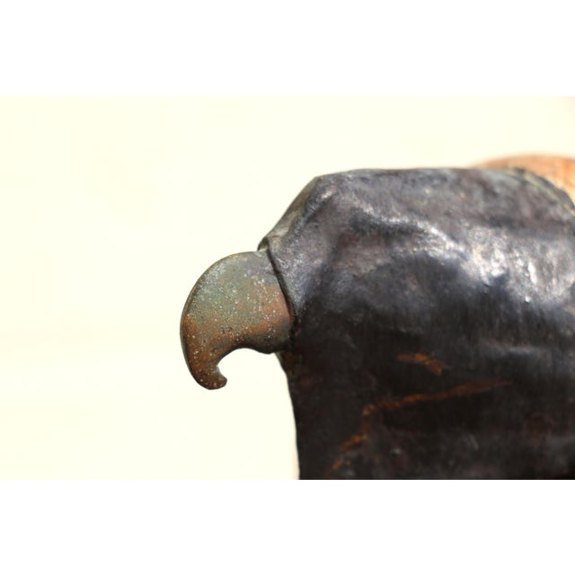 Brown Vintage Sarreid Ltd. Hooded Falcon on Fist Sculpture | Hand-Carved Wood & Brass | Made in Spain, Circa 1970s For Sale - Image 8 of 16